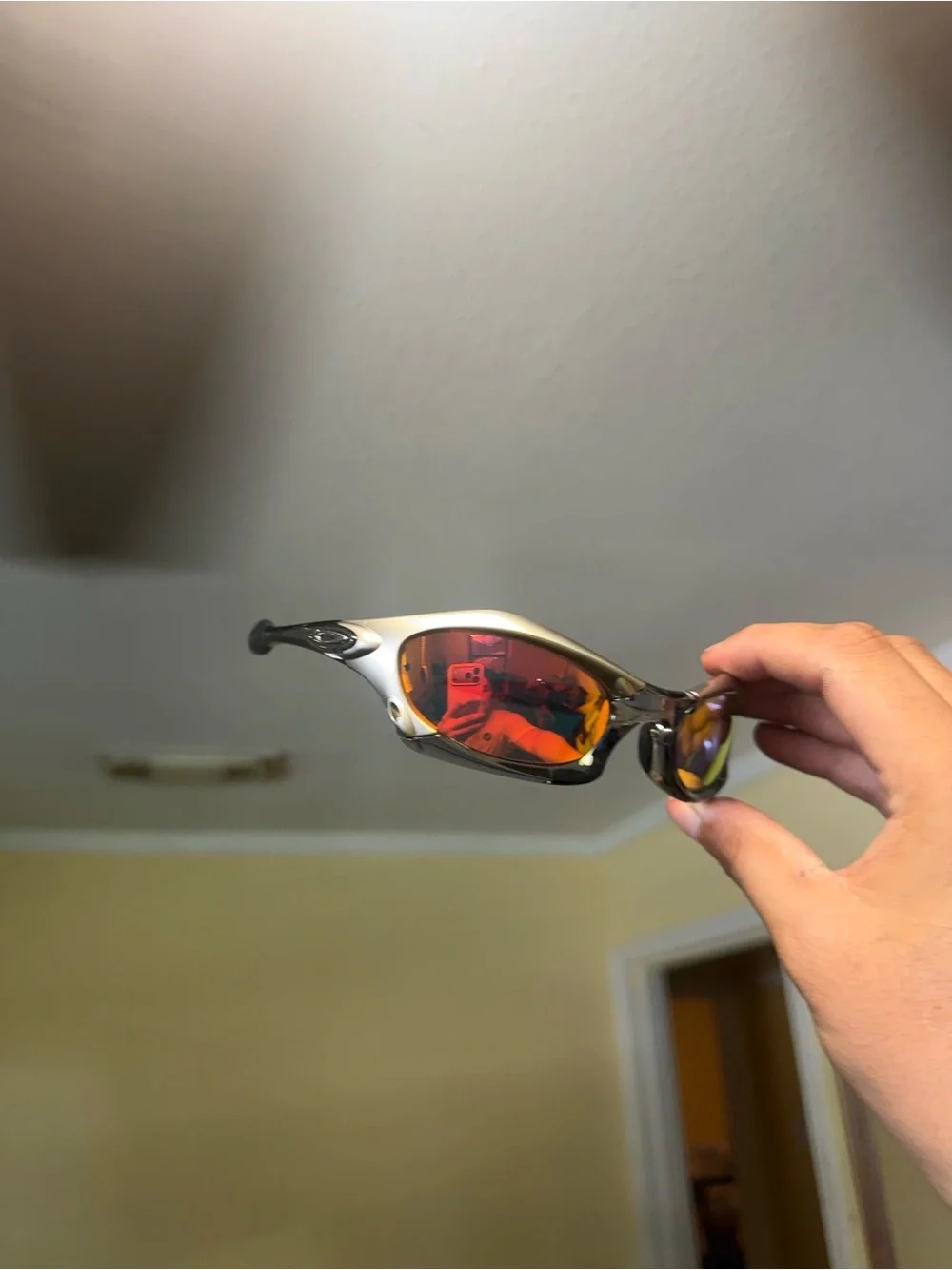Sport Shield Sunglasses with Red Mirrored Lenses Oakley